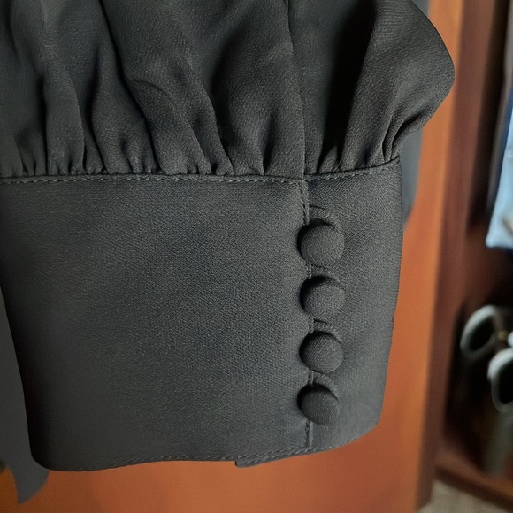 Theory Silk Neck Band Blouse Teak Taupe Keyhole M - Picture 11 of 11